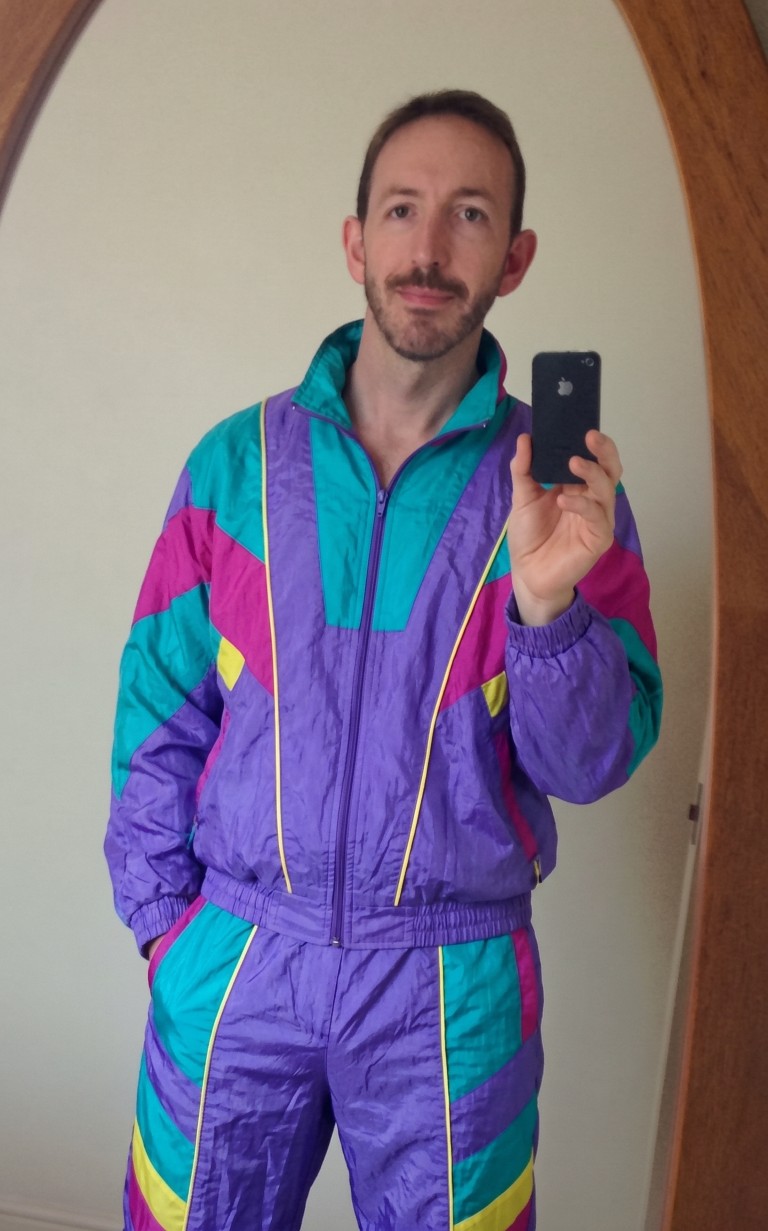 Dazbo in an 80s shell suit